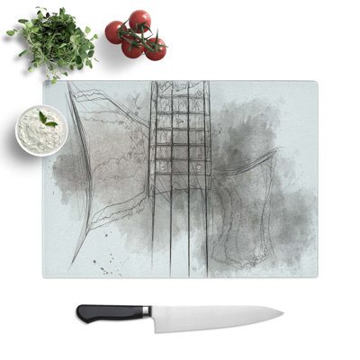 Tempered Glass Top of a Black Bass Guitar in Abstract Chopping Board