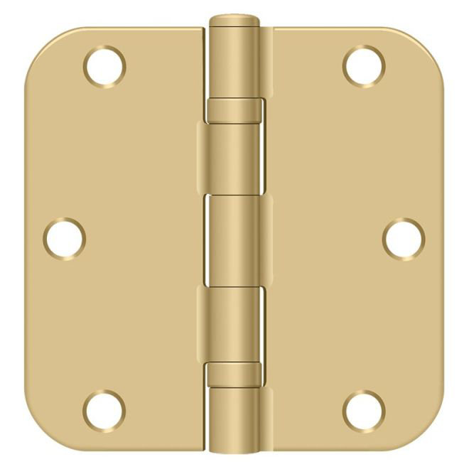 Charnière à rayon 3-1 / 2 po x 3-1 / 2 po x 5/8 po Deltana S35R5BB4, roulement à billes en laiton brossé, Laiton brossé