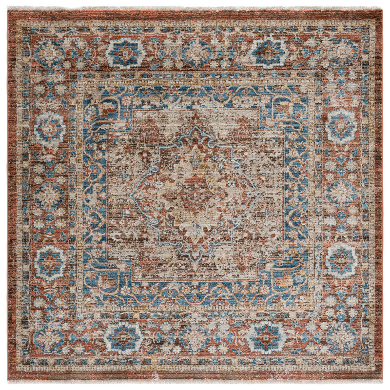 Broomhedge Bijar Performance Oriental Rug, Square 9', Brown/Rust