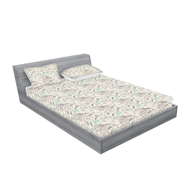 Drap-housse et taie décorative Ambesonne volant sur une branche écume de mer taupe blanc