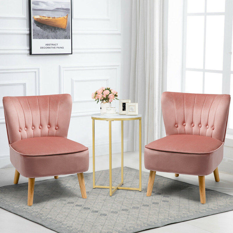 Tisdale Velvet Slipper Chair, Pink Velvet