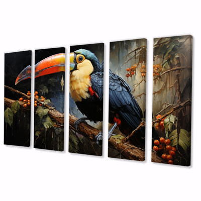 «Tropical Toucan Portrait II - Toucan», art mural 5 pièces
