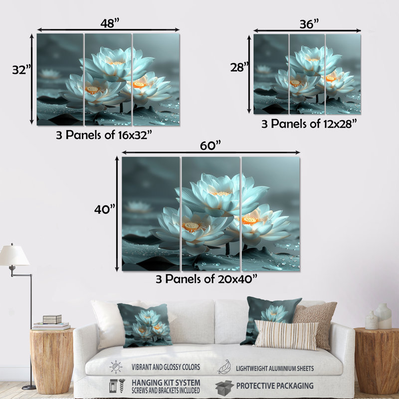 Ensemble de salon avec art mural blanc et gris, Métal métal, H 28 po x l 36 po x P 1 po