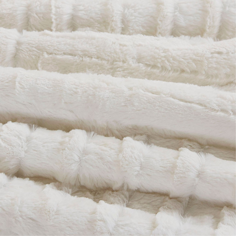 Fur Down Alternative Comforter Mini Set, Twin Comforter + 2 Pillow Shams, Ivory