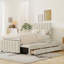 Lit plateforme simple en lin beige avec lit gigogne et 3 tiroirs, Vibe