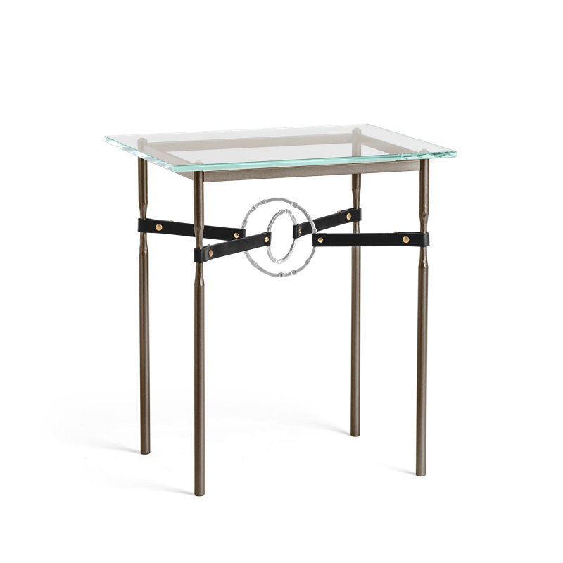 Table d'appoint Equus, Sterling avec cuir noir, Bronze