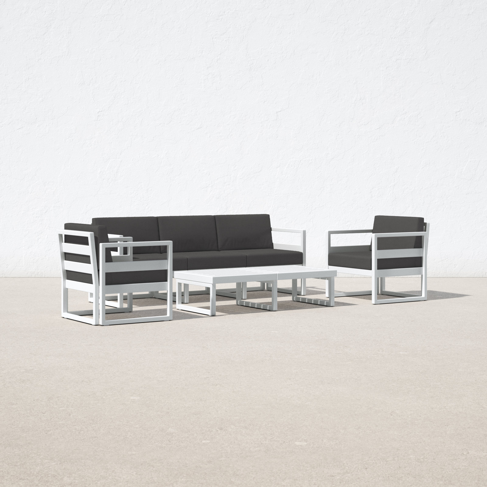 Lane 5 - Person Patio Conversation Set with Cushions, Charcoal, White