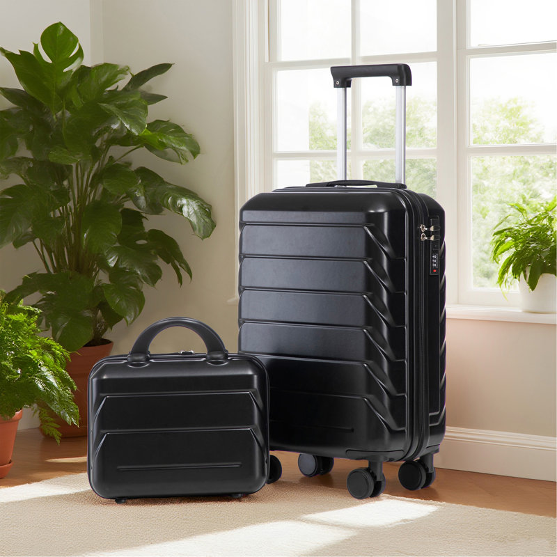 14 "/ 20" 2 pièces / ensemble dans un bagage à roulettes en ABS, avec serrure à combinaison, étui à cosmétiques 14 "