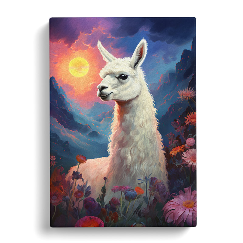 Llama Romanticism No.2 - Wrapped Canvas, 60cm H x 40cm W x 3cm D