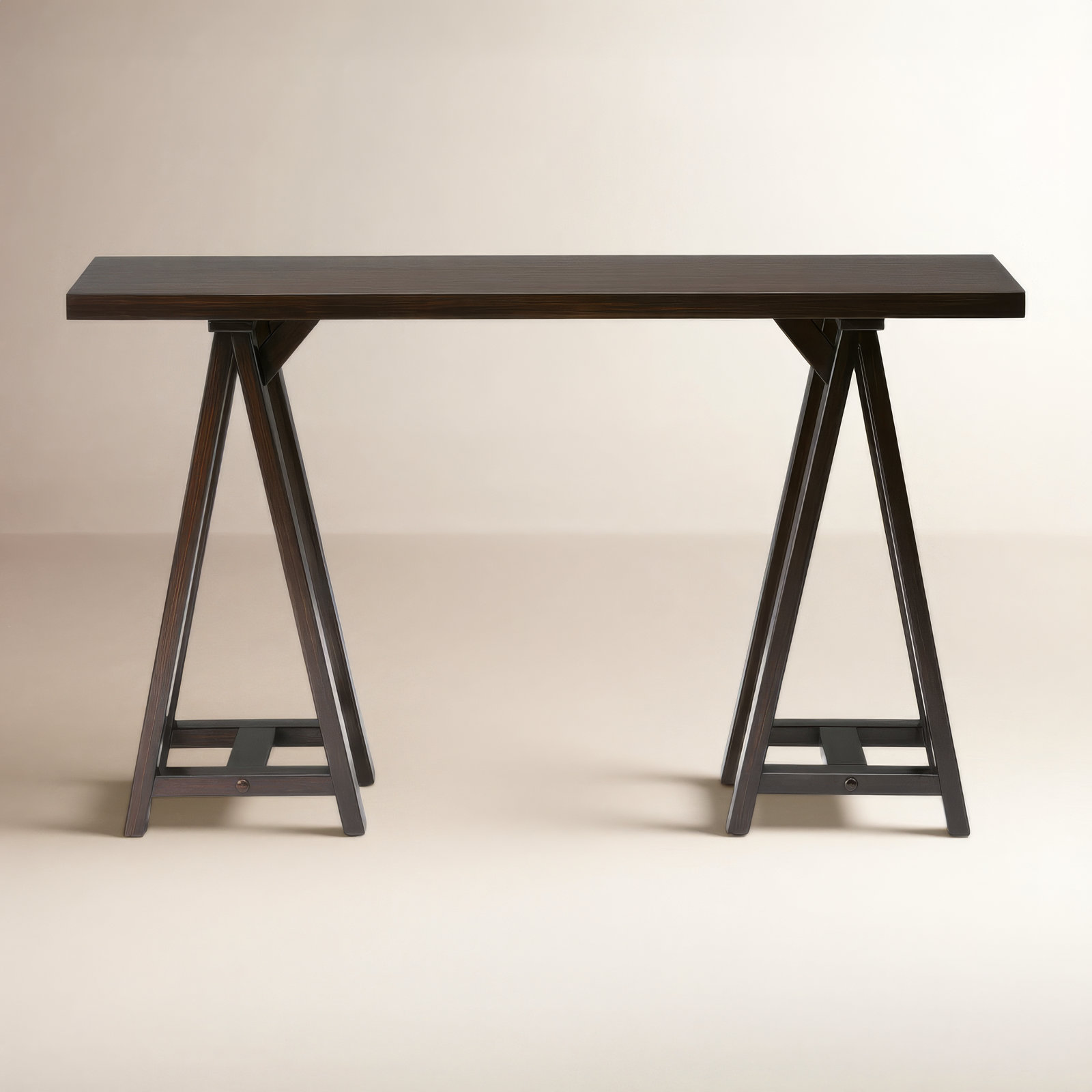 Sawhorse Console Table, Dark Chestnut Brown, 29.5" H x 50" W x 16.5" D