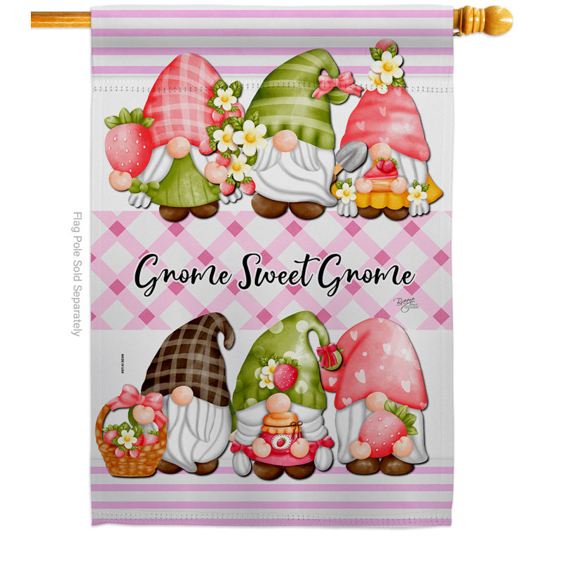 Drapeau de jardin en polyester Gnome Sweet, H 40 po x l 28 po