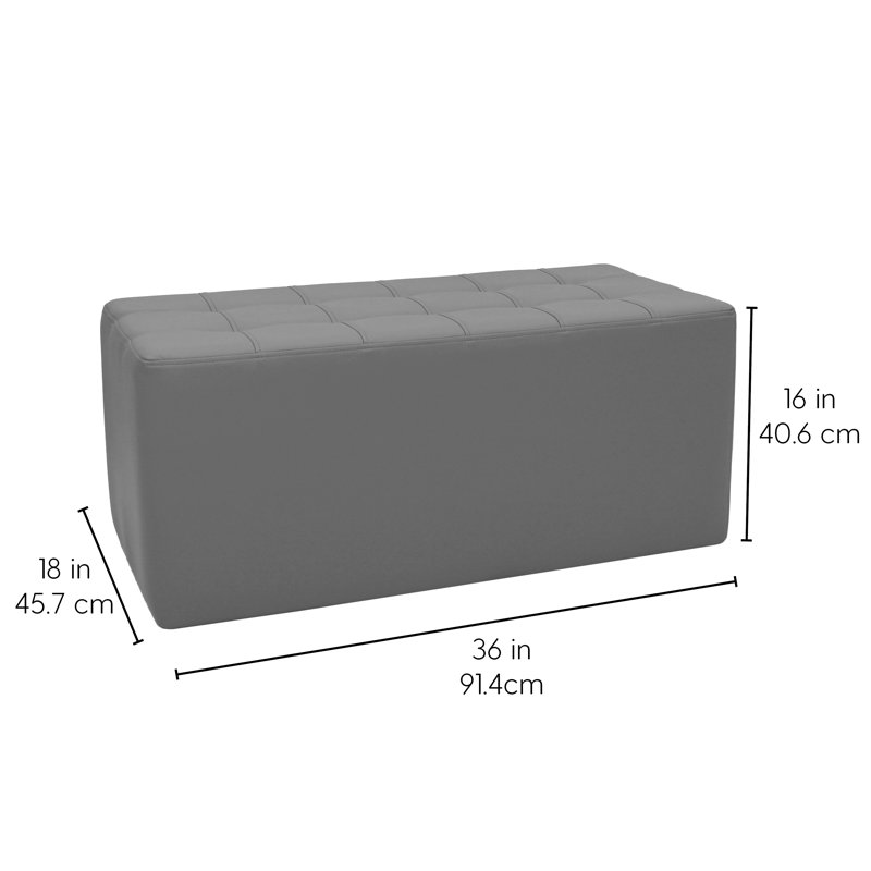 Faux Leather Ottoman, Gray Faux Leather