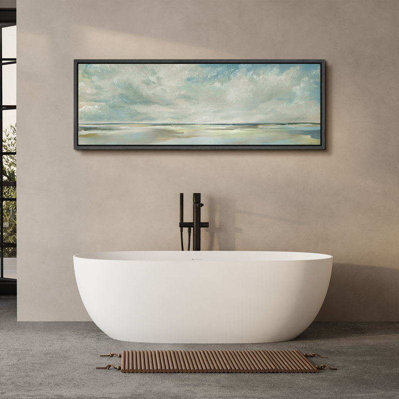 «Clouds Soft Clouds and Blue Sky Over A Calm Sea Beach», reproduction sur toile, H 20 po x l 60 po, Noir, noir, noir, noir