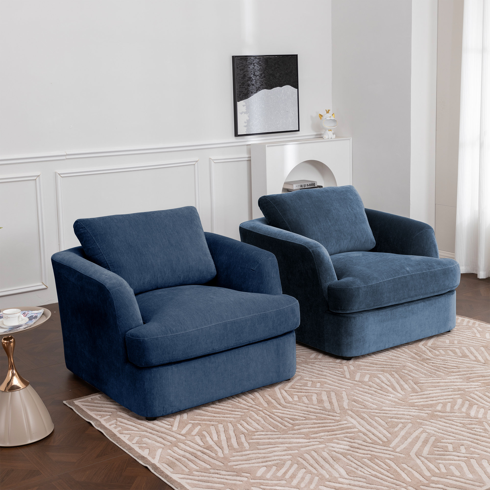 Alameda Velvet Upholstered Armchairs (Set Of 2), Pacific Velvet