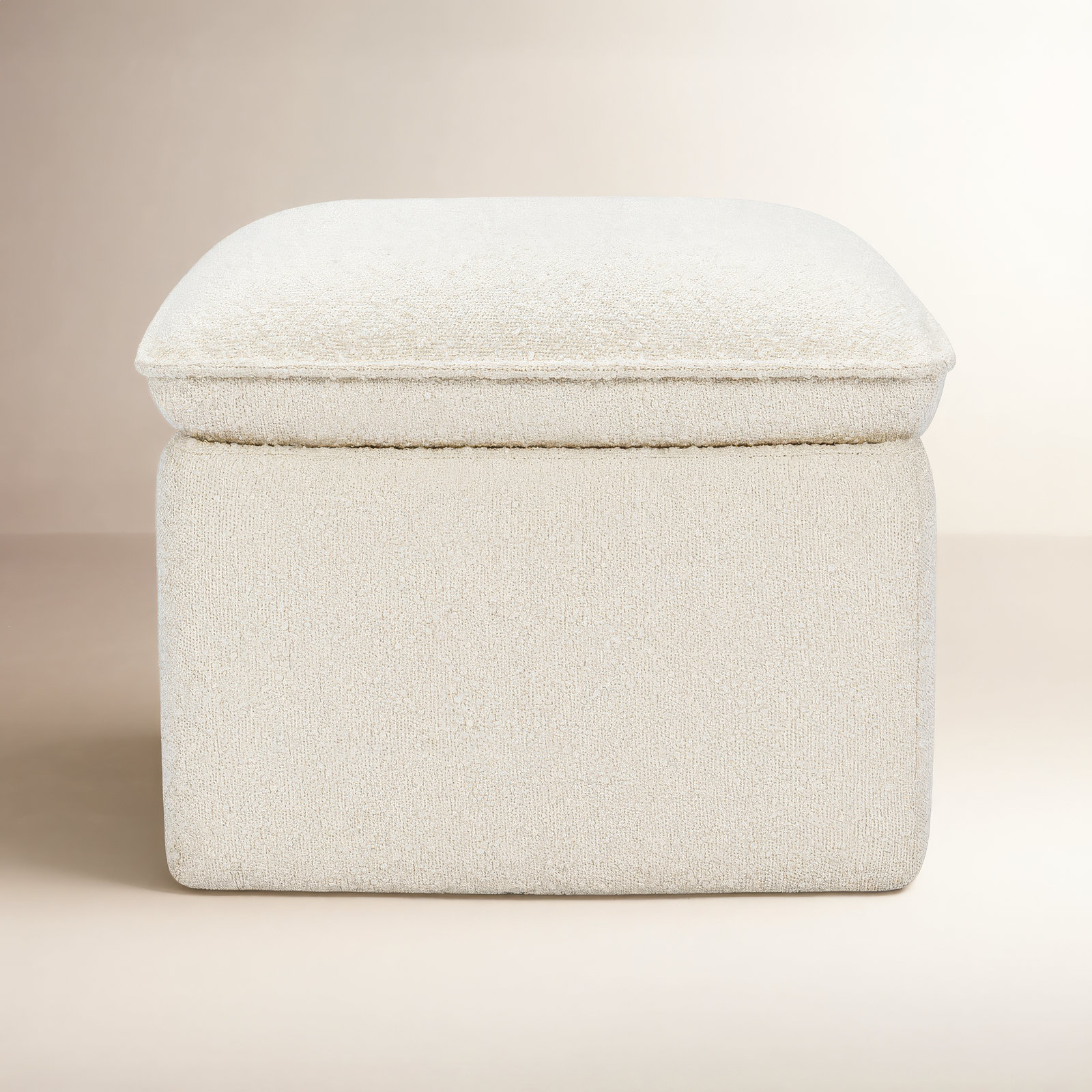 Cali Storage Ottoman, Ivory Boucle