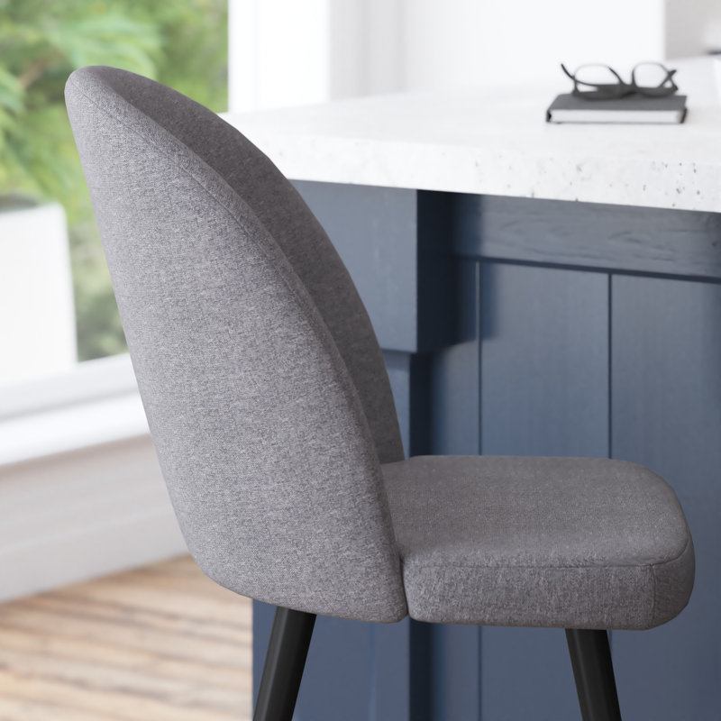 Alita Gray Faux Linen and Metal Counter Stools