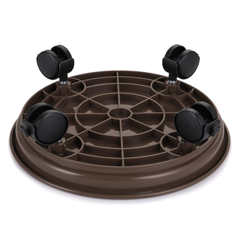 Support de plante rond 3 pièces, Brun