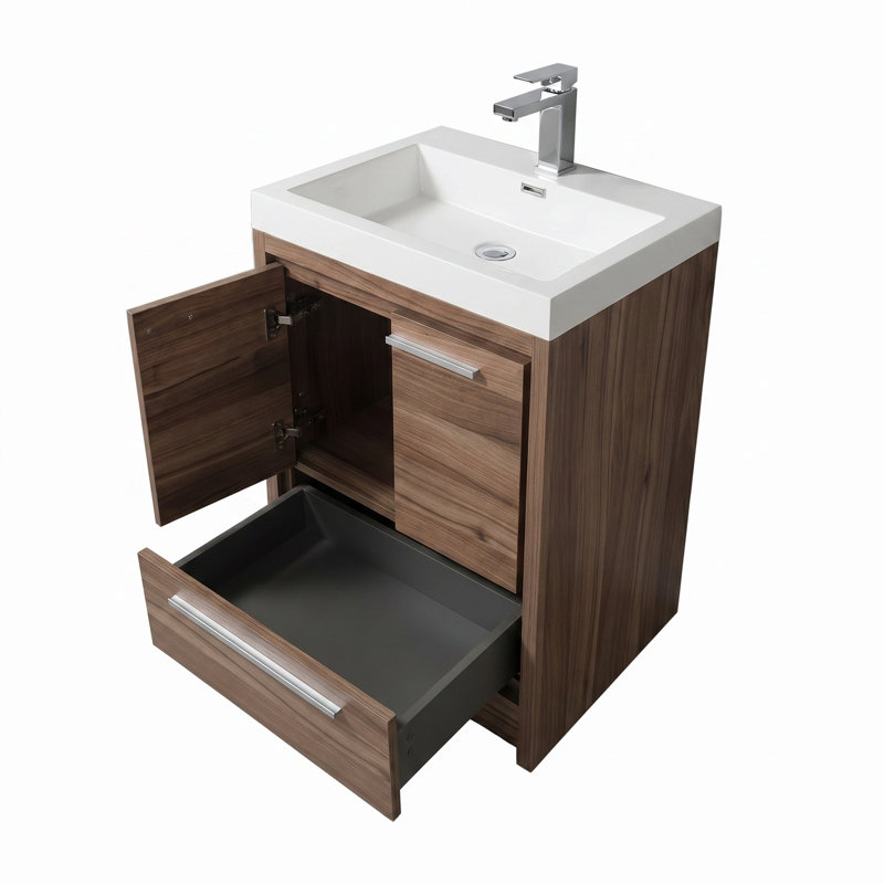 Prairie 24 po L x 19 po P 2 portes et 1 tiroir Meuble-lavabo avec évier simple et Comptoir en Acrylique