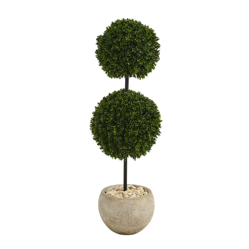 45 po Arbre topiaire artificiel buis en sablier de couleur sable résistant aux rayons UV (intérieur / extérieur)