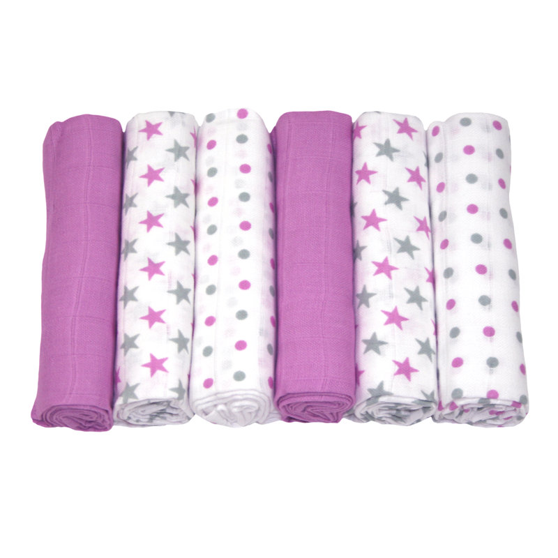 Losurdo MuslinZ Baby Muslin Squares 100% Cotton, Violet Star
