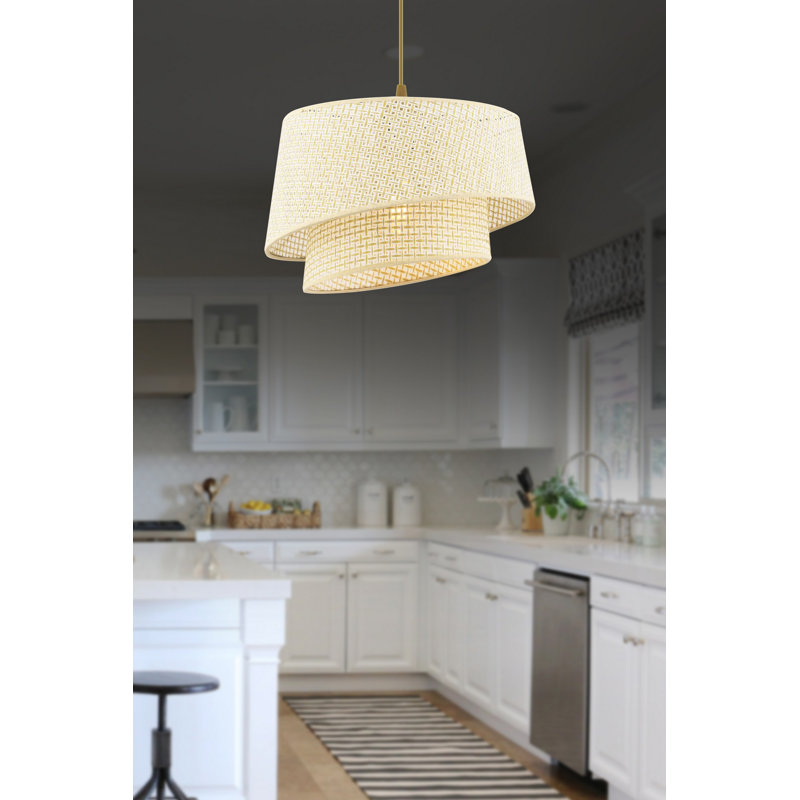 Élégant lustre en métal avec capuchon en tissu, 25,6 po x 25,6 po x 7,9 po | Certifié CE, douille E27 (60 W maximum) | Parfait pour la salle à manger, le salon et le vestibule | Luminaire élégant pour décoration intérieure moderne