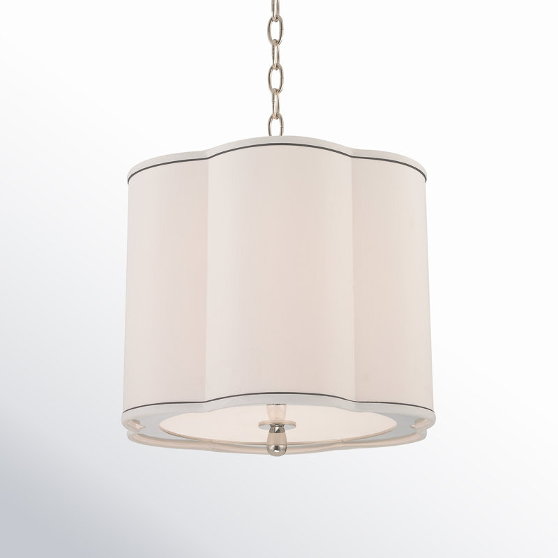 3 - Light Geometric Chandelier, Polished Nickel