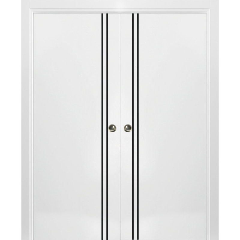 Portes françaises en bois massif massif, Satin blanc, 36 po x 80 po