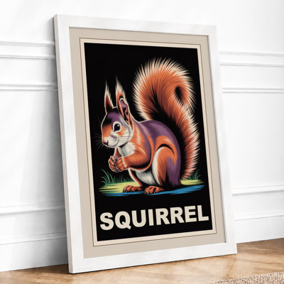 Alert Squirrel Profile Vintage - Framed Print