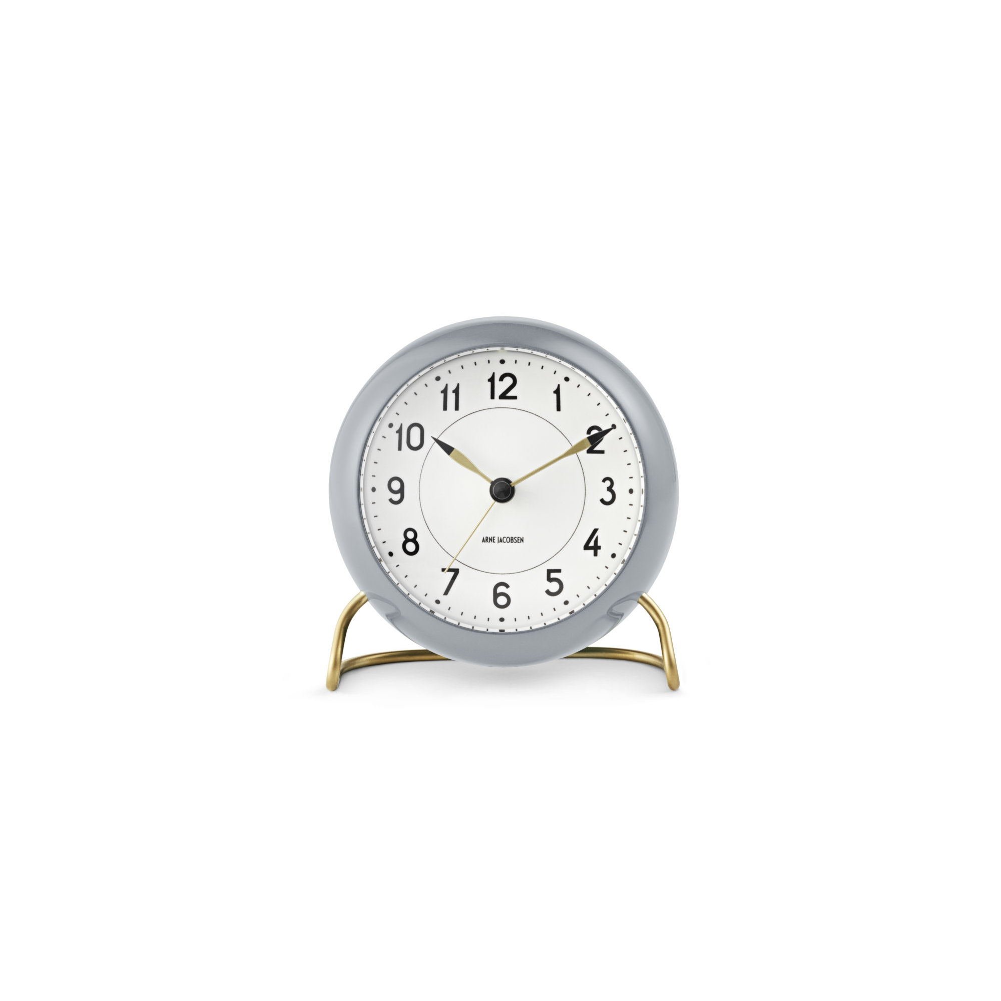 Station Analog Electric Alarm Tabletop Clock, White/Gray/Gold