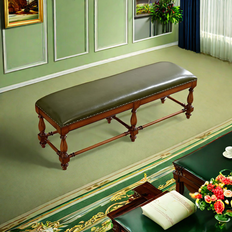 Banc rembourré en cuir de vache Arlinda