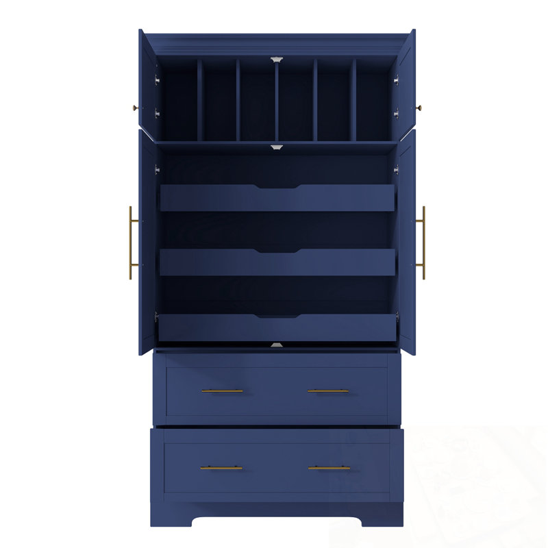 Garde-manger autoportant de 40 po x 18 po x 72,6 po Farmhouse, armoire de rangement de salle à manger à 4 portes avec plateaux coulissants, tiroirs et rangement pour moule à gâteau