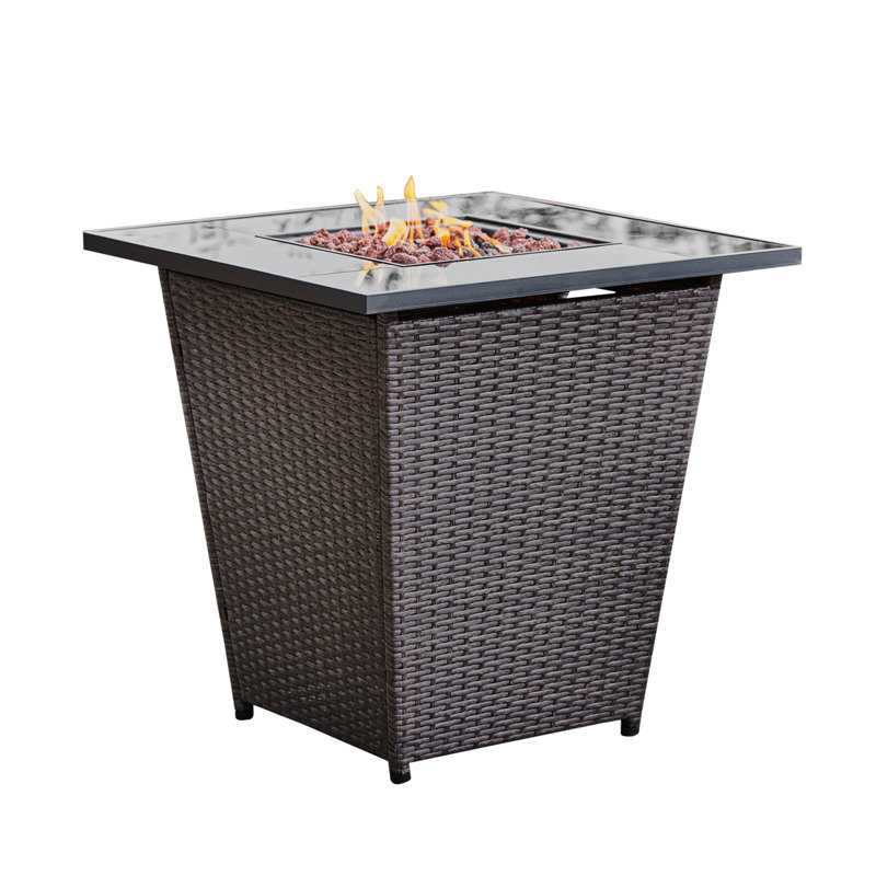 Square Propane Smokeless Fire Pit Table with Hidden Fuel Tank