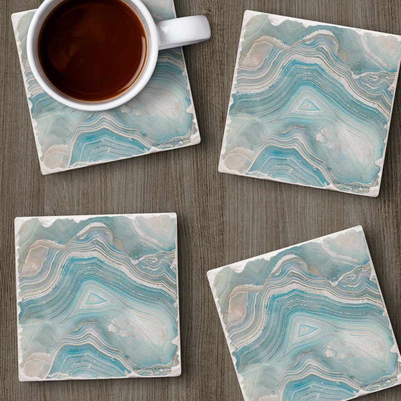 Stoneware Square 4 Piece Coaster Set