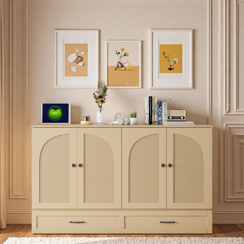 Murphy Bed With Large Drawers, Gold, Queen