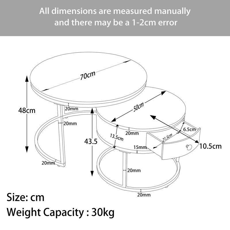 Adeliah Frame Coffee Table with Storage, White