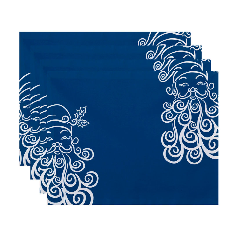 Ensemble de napperons 4 pièces Père Noël, Bleu sarcelle