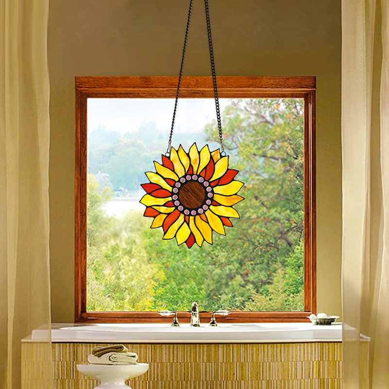 Capulina Plants & Flowers Window Panel, Sunset Red