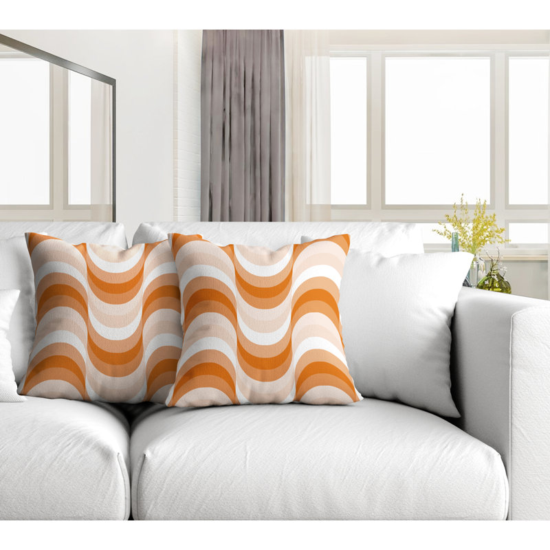 Coussin décoratif carré intérieur / extérieur Slivno, L 19 po x H 19 po, Orange