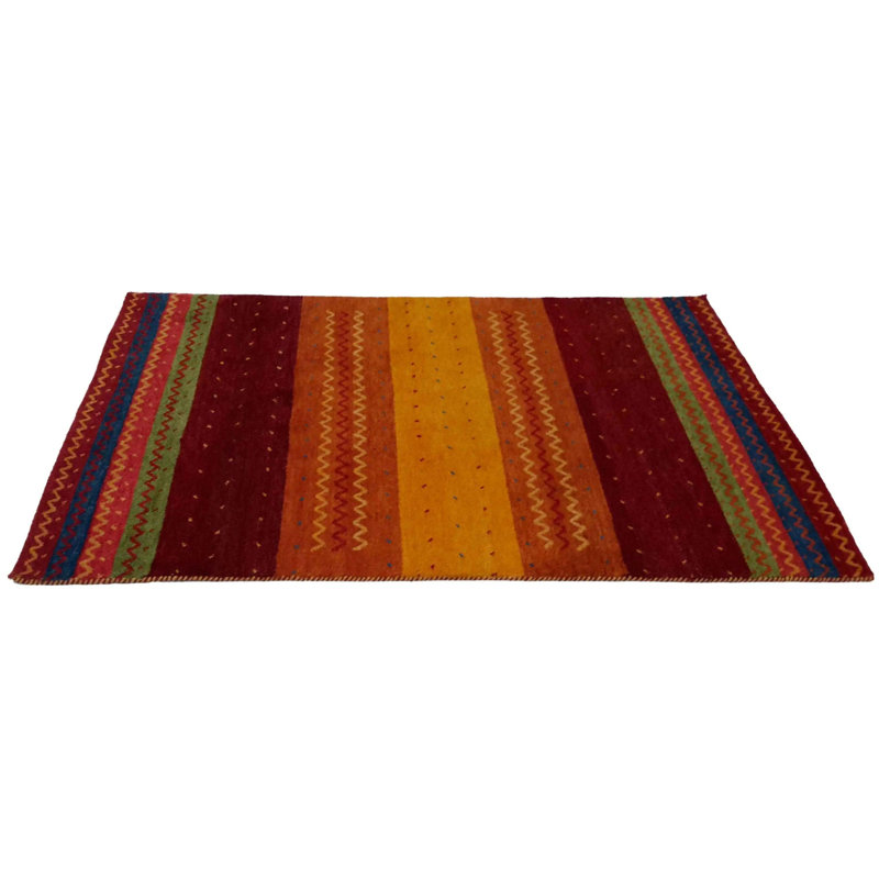 Hand Woven Cotton and Wool Striped Area Rug