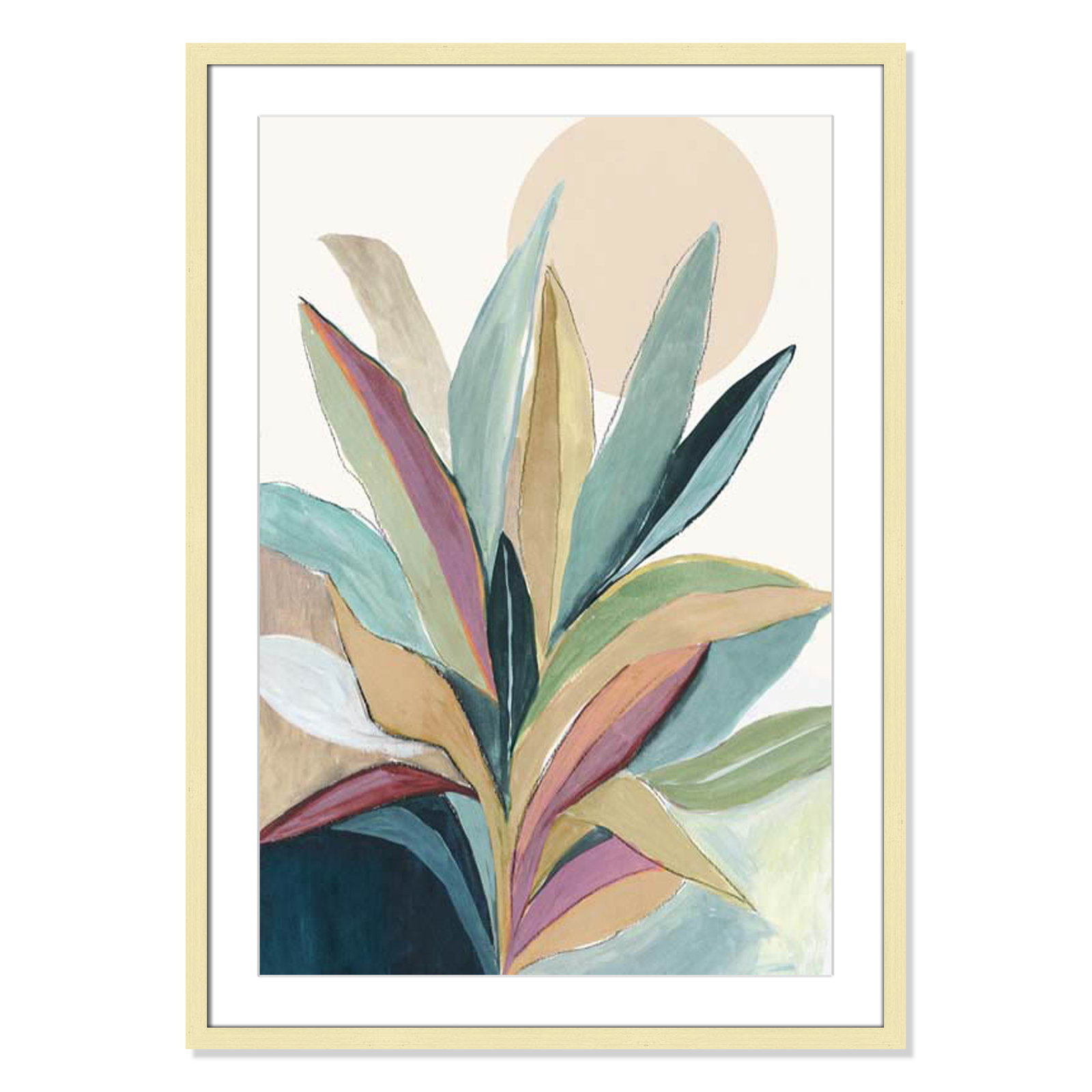 Sherbrooke Sunny Bright Leaves I by Asia Jensen Print, Yes, 35.5" H x 25.5" W x 1.25" D, Gold Single Picture Frame