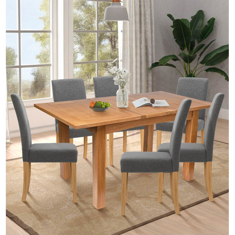 Sorrento 6 - Person Extendable Solid Oak Dining Set, Grey