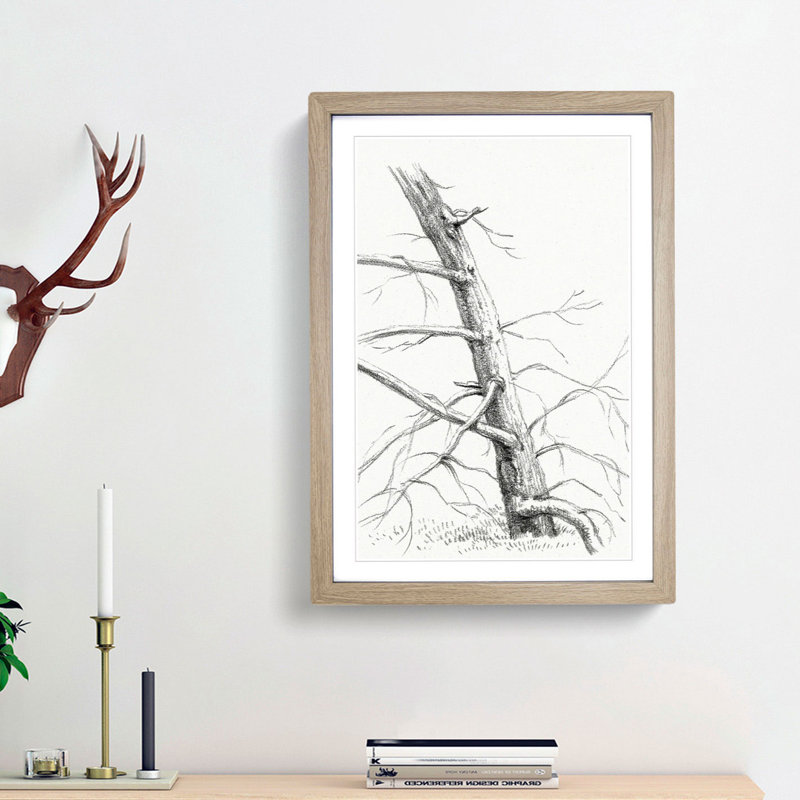 Study of a Tree by Jean Bernard - Picture Frame Painting Print, Oak Framed, 65cm H x 48cm W x 2cm D