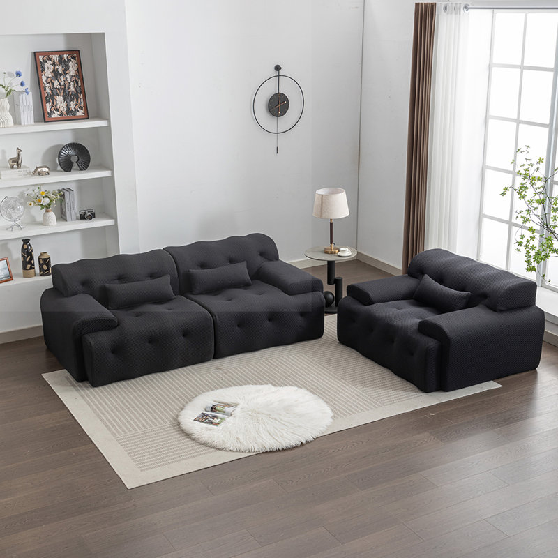 Canapé Boneless Maspeth 81,11 po, 100 % polyester noir