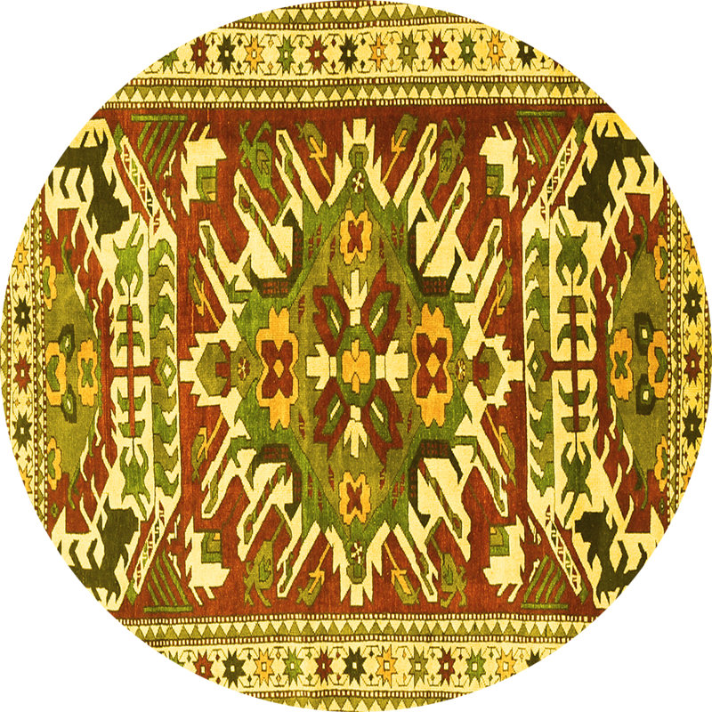 Washable Oriental Indoor Rug, Round 7'