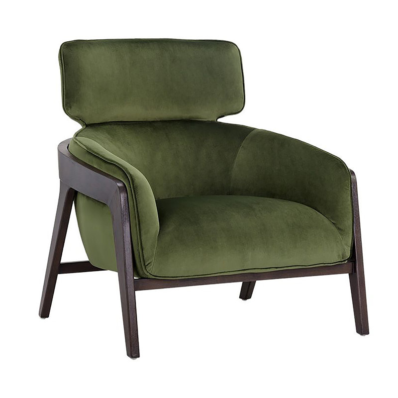 Armchair Chair with Ottoman, Green