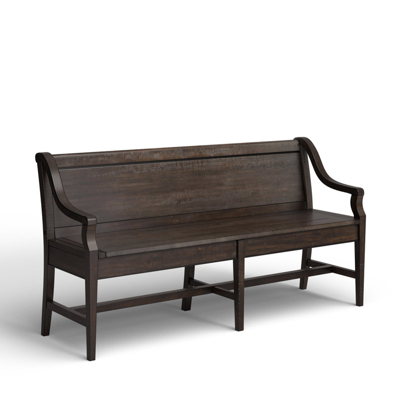 Graphite Pine Wood Bench with Back and Arms
