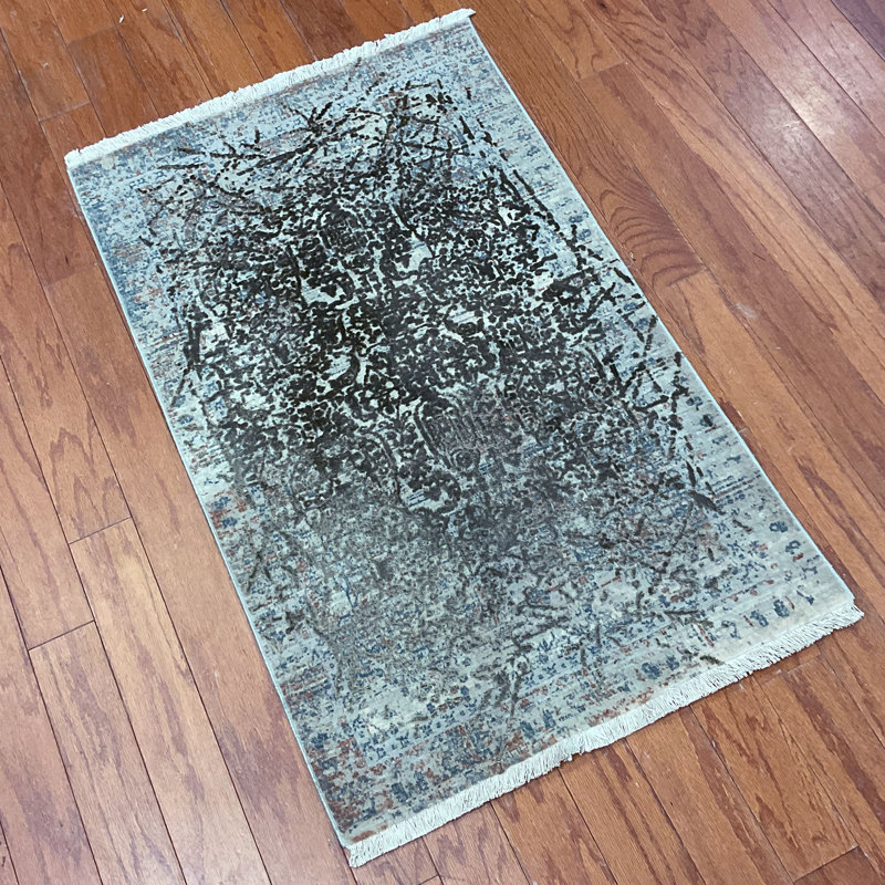 Tapis turc en laine et en soie à motif moderne effacé Williston Forge