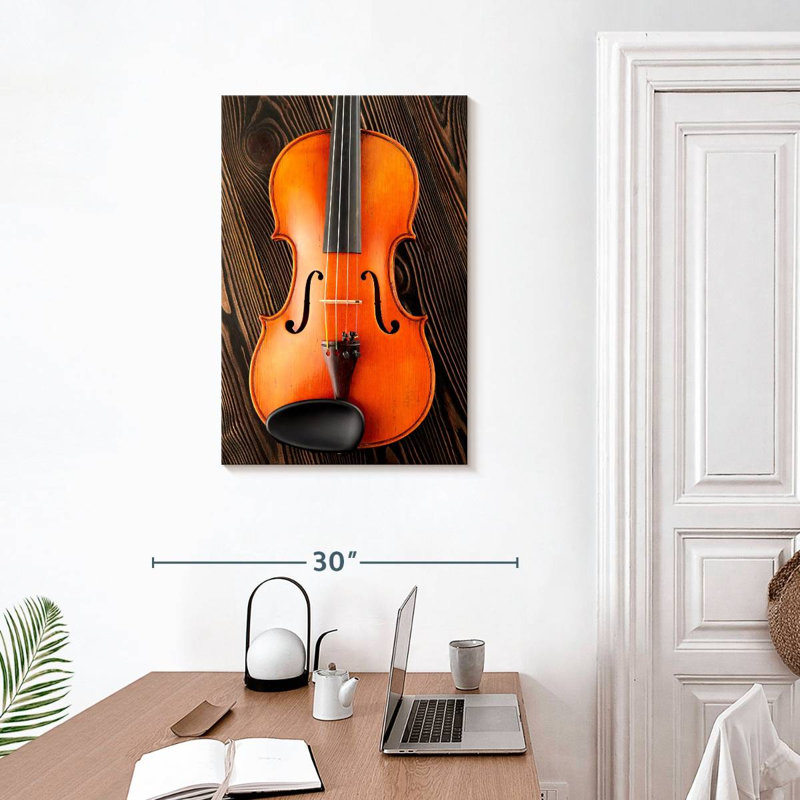 Abarca Violin On Wooden Table, 30" H x 20" W