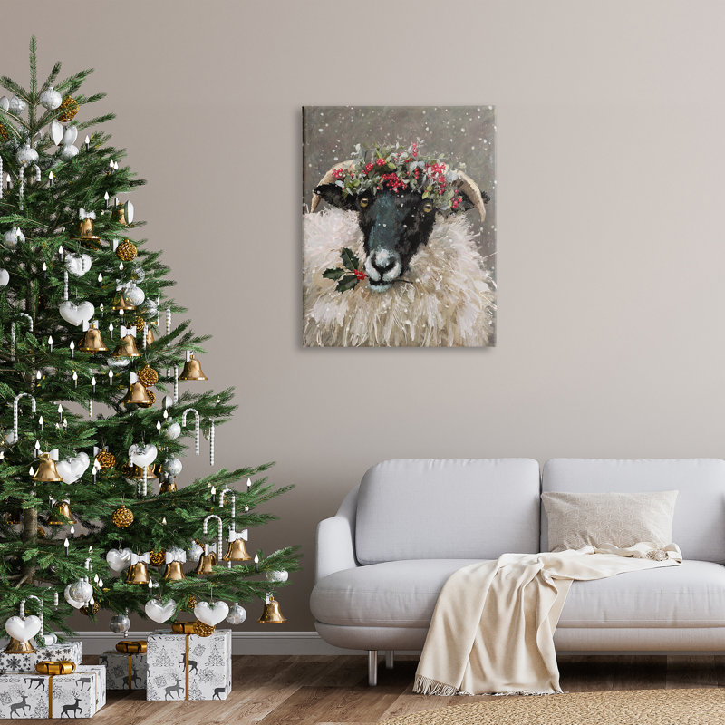 «Holiday Berries Farmhouse Sheep» sur toile, H 40 po x l 30 po x P 1,5 po