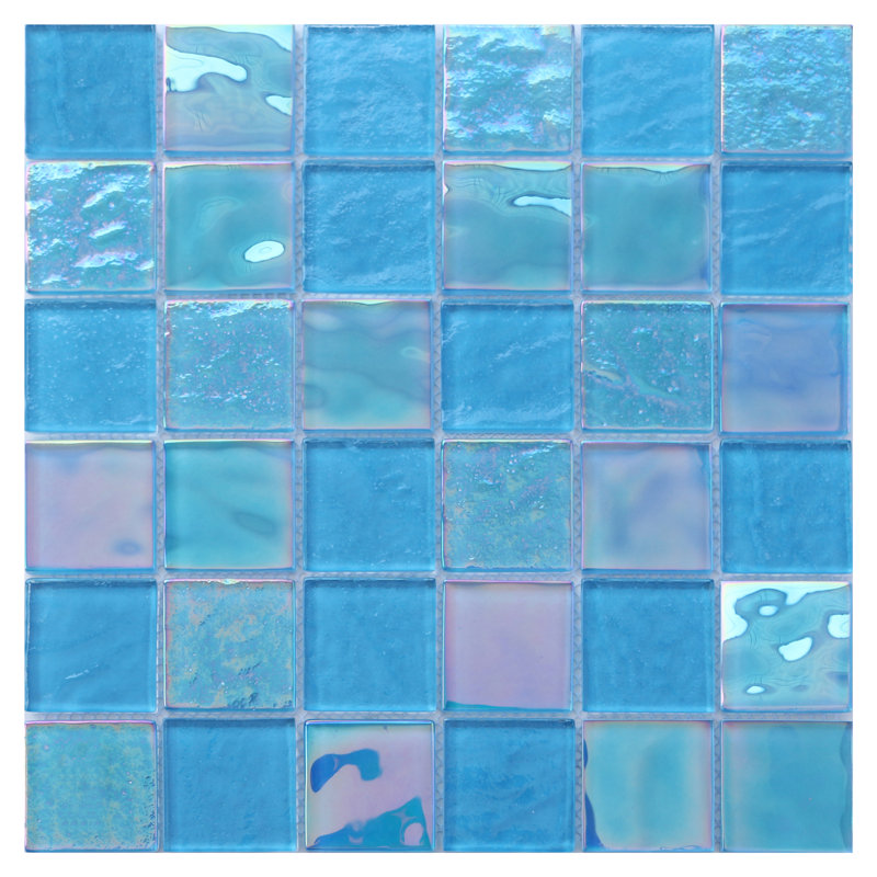 2" x 2" Glass Grid Mosaic Wall Tile, Blue